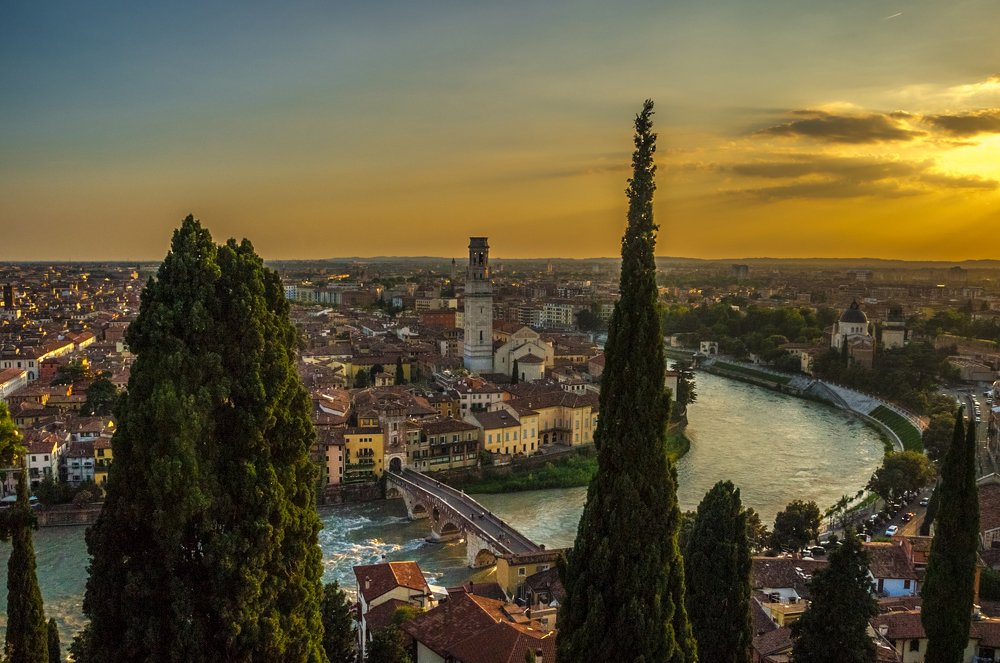 Beautiful sunset in Verona