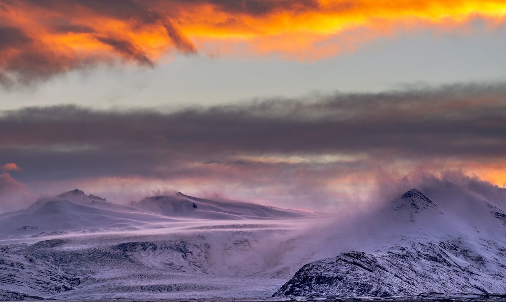 The sun is settling down and the night begins