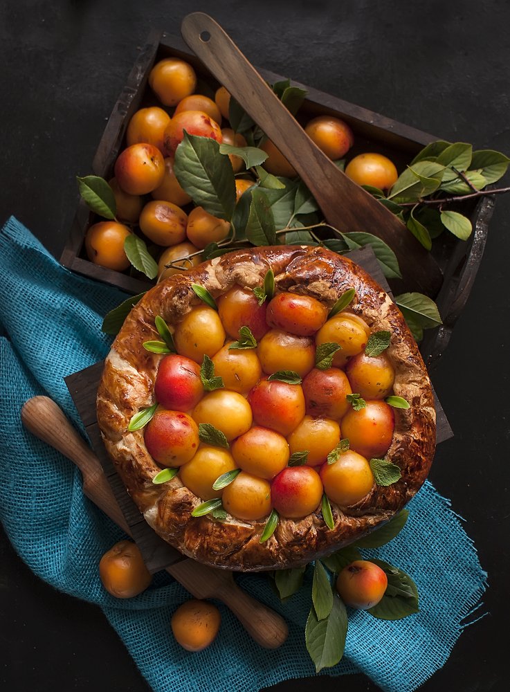 Summer apricot village cake home-made.