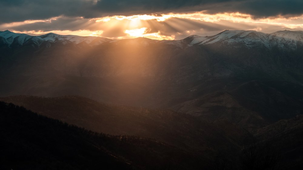 sunset top of the mountain