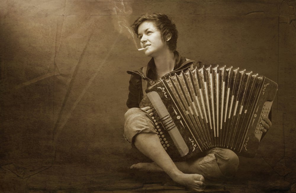 accordion and cigarette