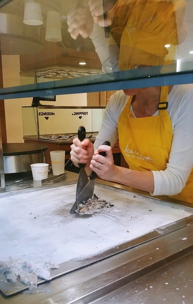 Making handmade ice cream  