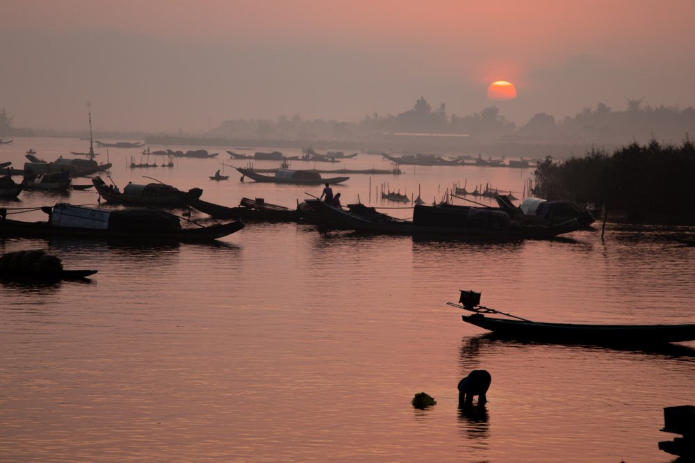 Sunrise on Tam Giang lagoon