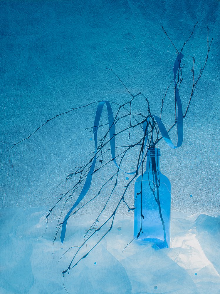 Натюрморт в голубых цветах