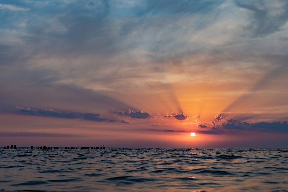 Baltic sea sunset at Svetlogorsk.