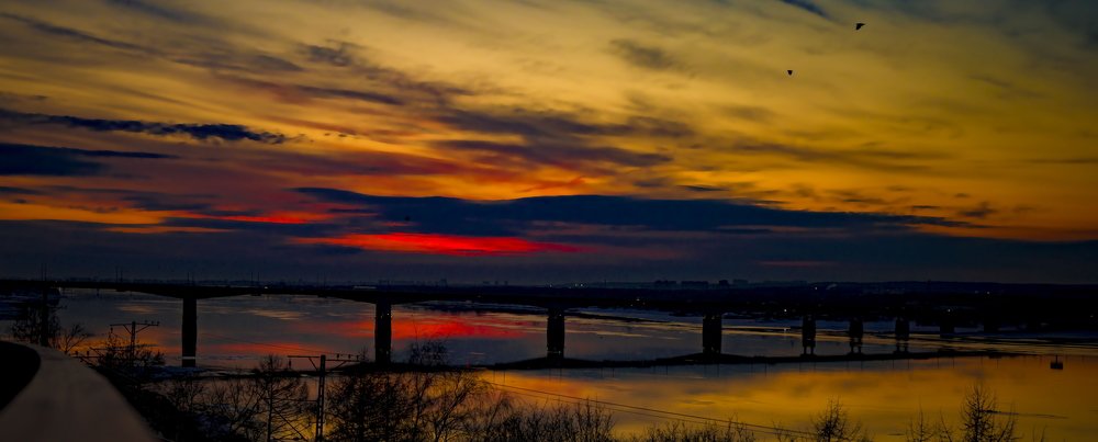 Sunset on the Kama river