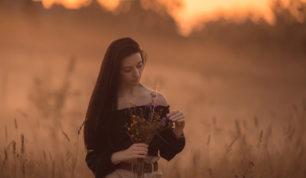 закат и туман