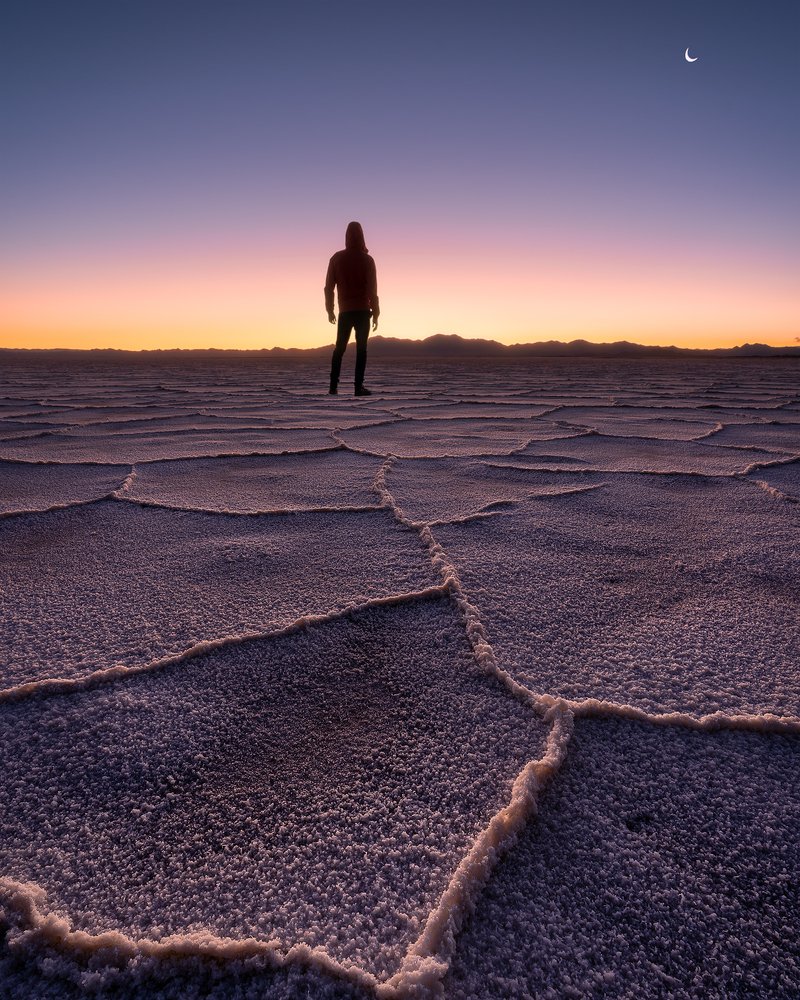 Sunset in Salinas Grandes, Argentina