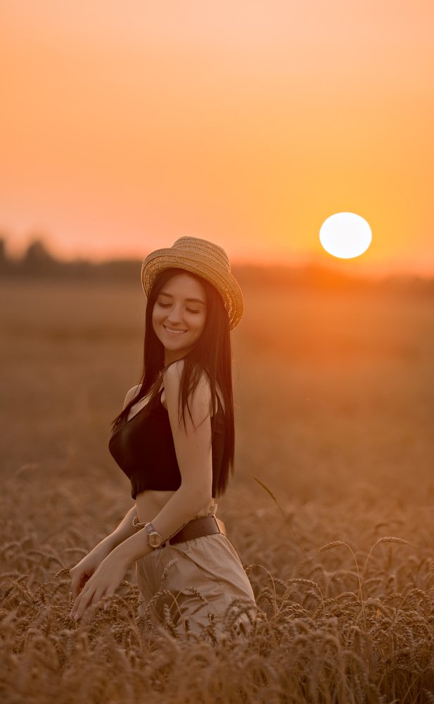 закат в ржаном поле