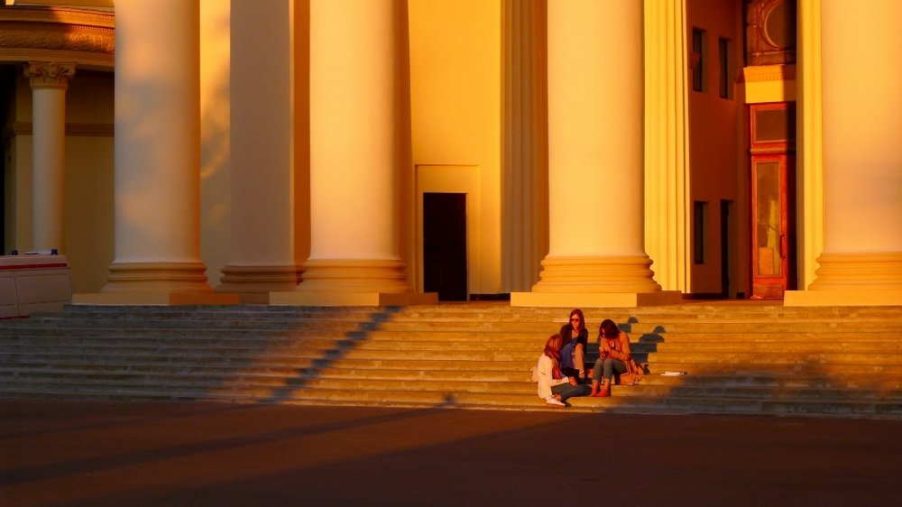 Sunset on stairs