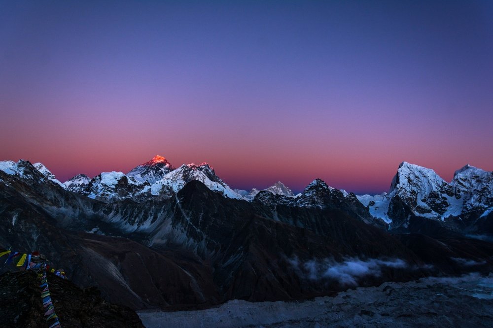 Sunset on the top of the Everest.