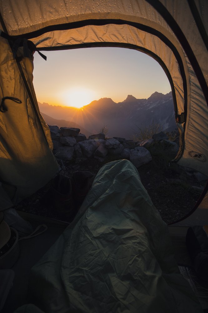 peeking sun on the peak