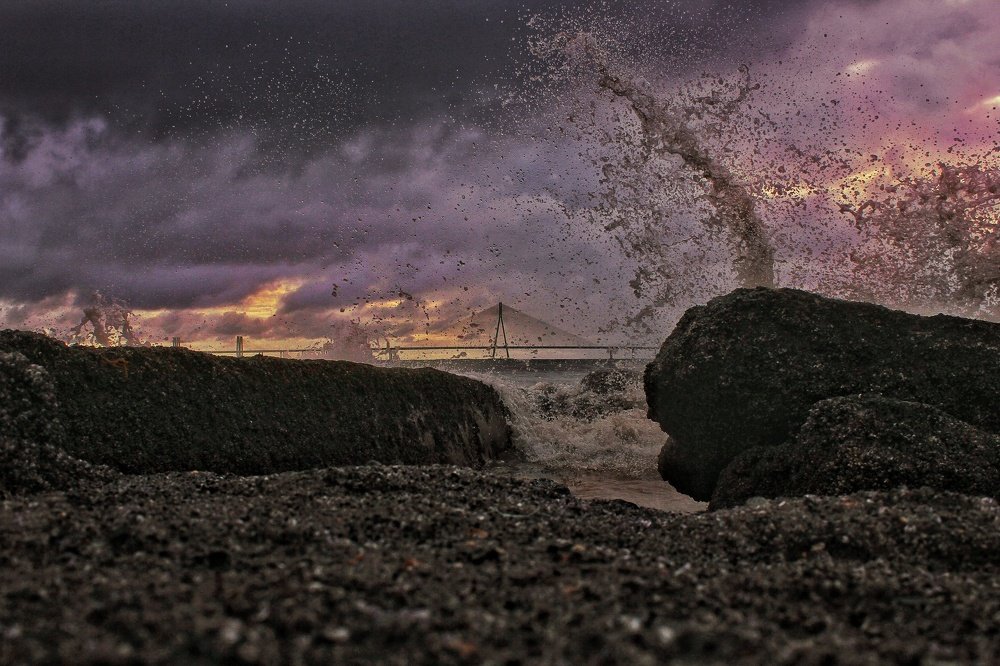 High tide sunset