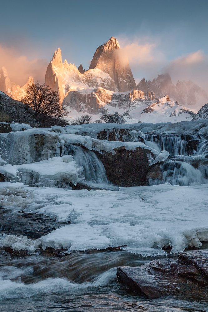 Amanecer en Cascada Sin Nombre, Chaltén