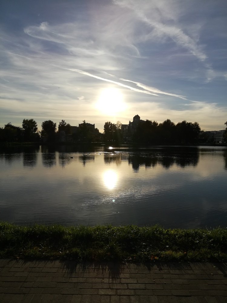 White lake in the evening