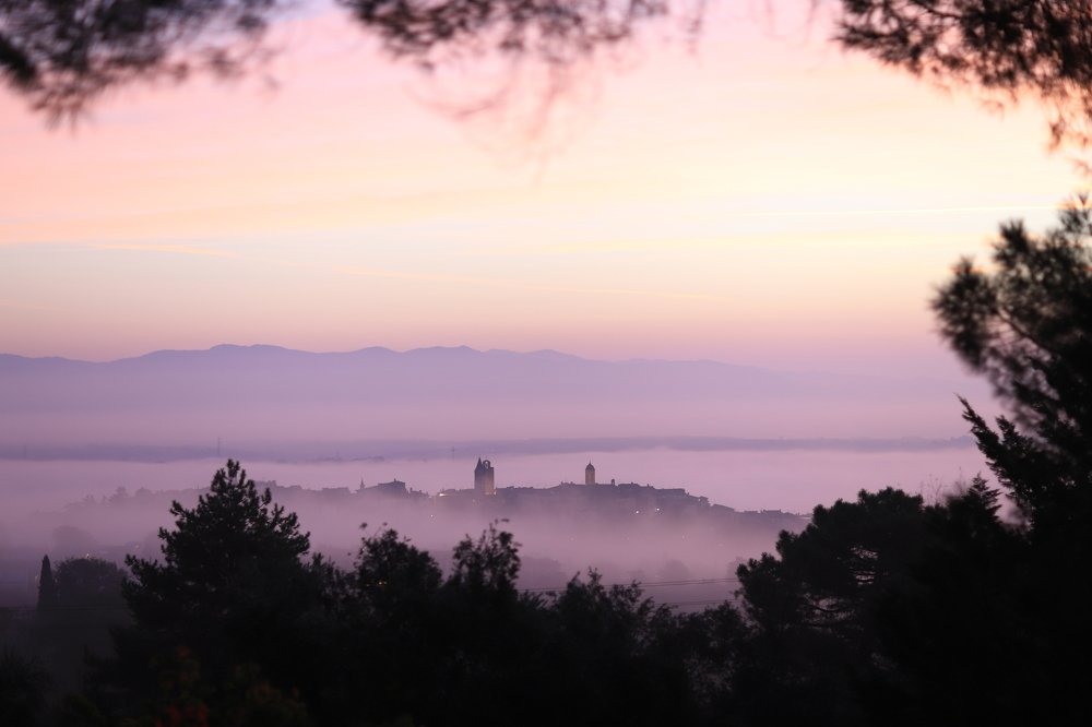 Туманный рассвет Тосканы.