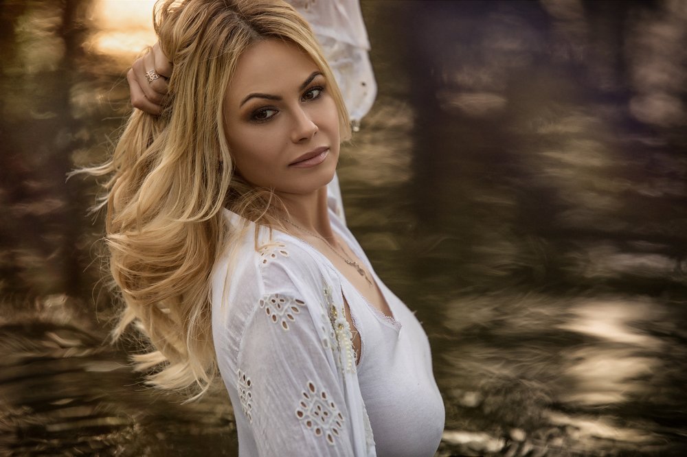 закат на озере