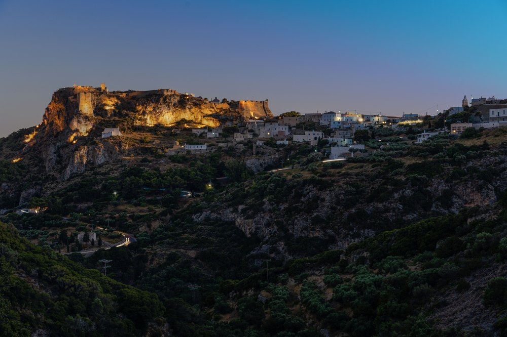 Kythira castle at dusk