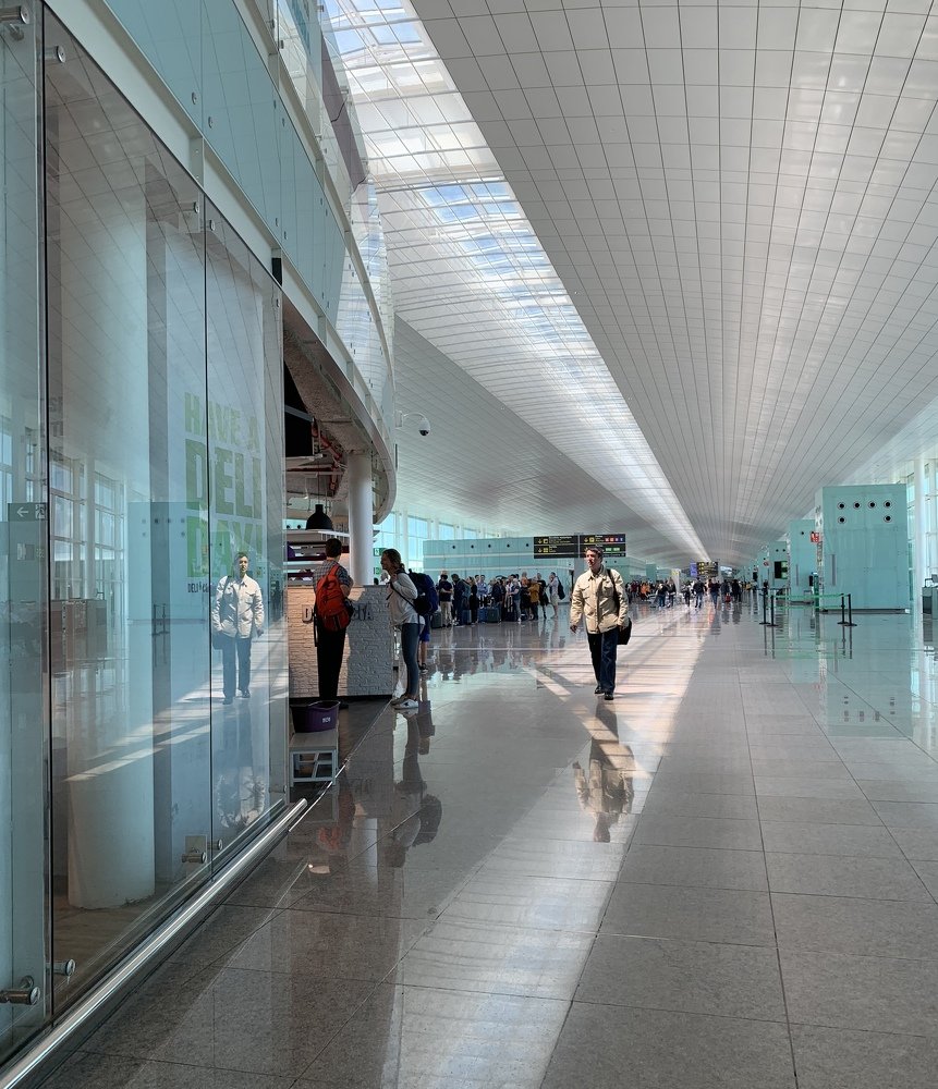 Light blue at an airport