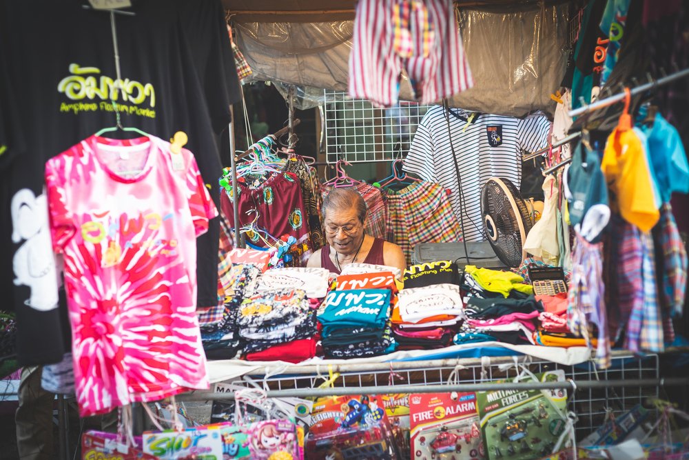 Thai man sells t-shirts