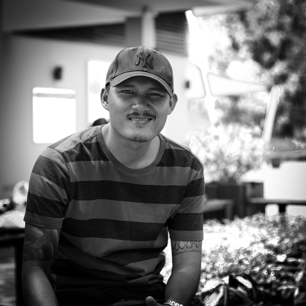 A male in Black and White