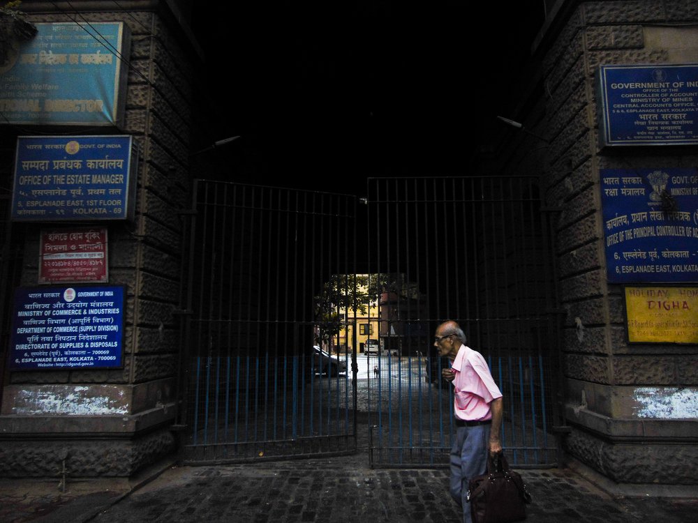 An old man going for the work