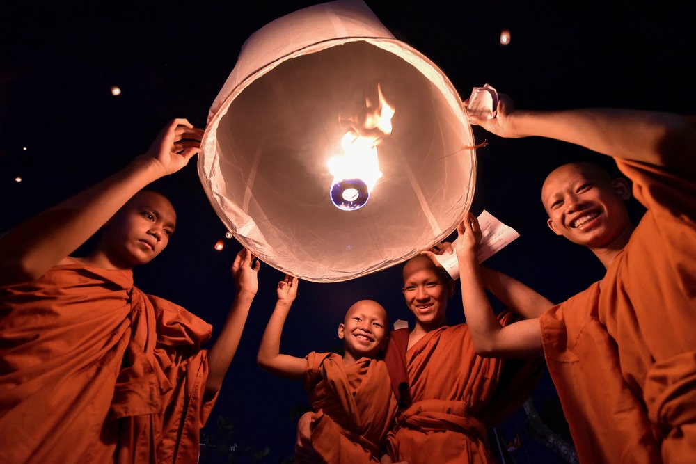 The Monk is Working With Buddhism