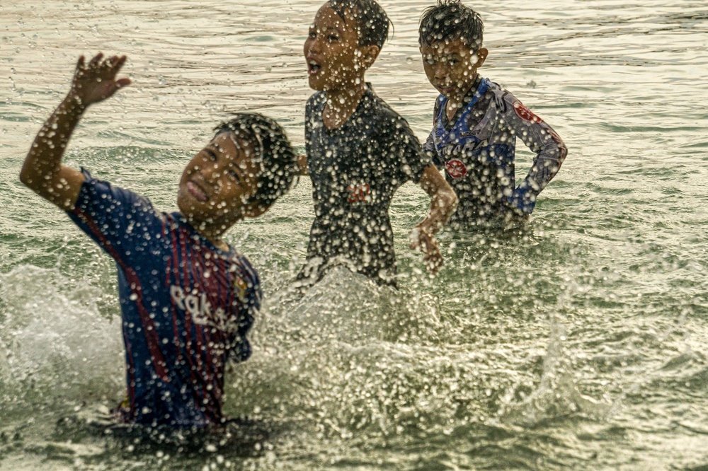 Playing on the beach
