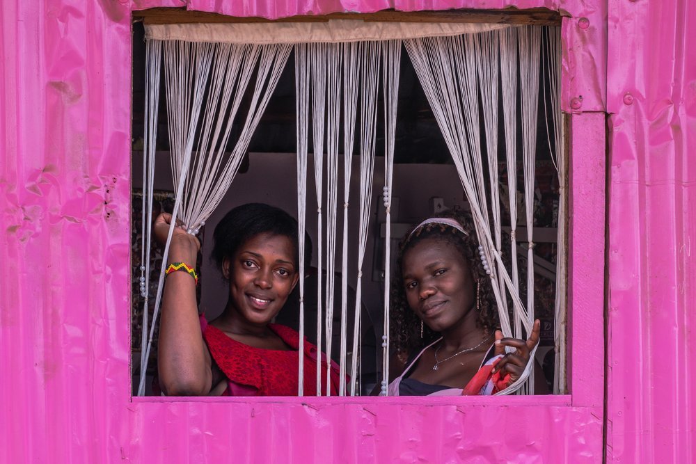 In the windows of the slum