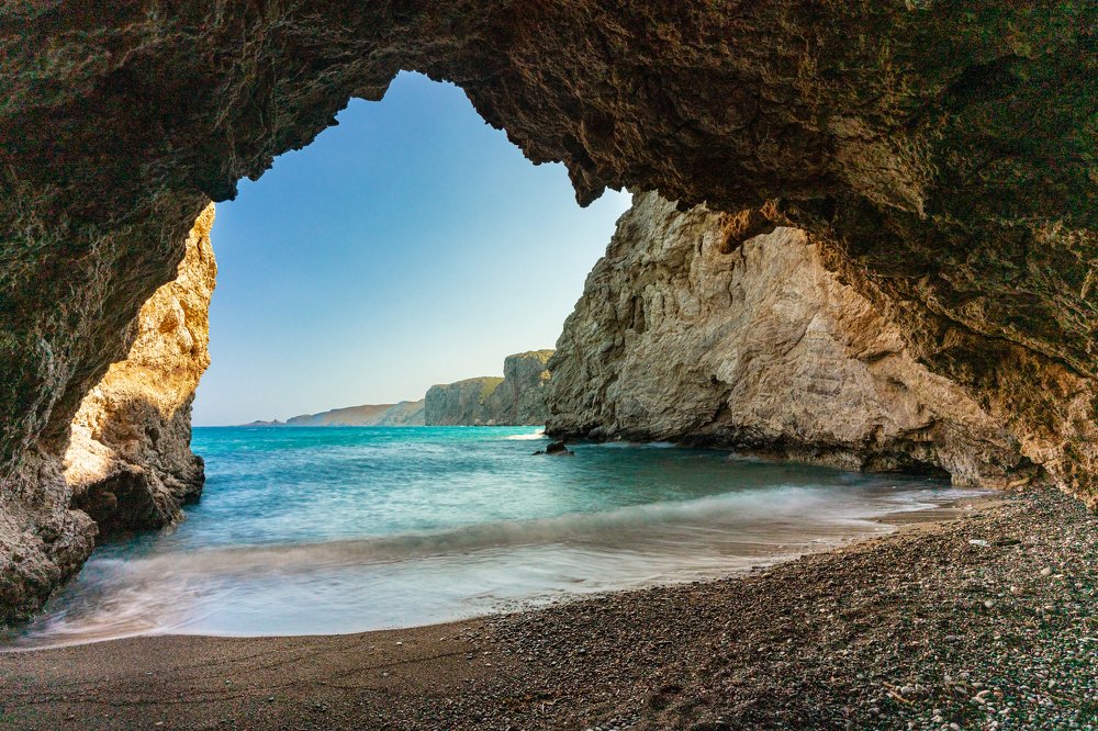 Cave at Kaladi Beach in Kythera Island