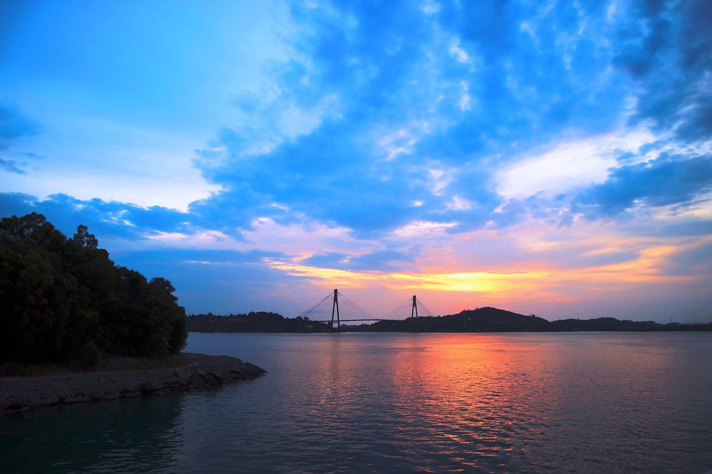 Sunset on Nipah Island Barelang bridge Batam