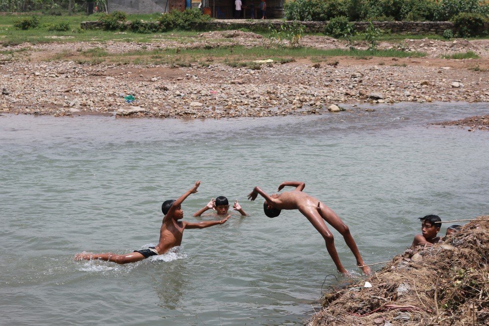 Children enjoy on swimming