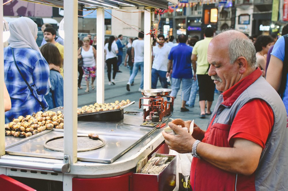 Seller of chestnuts