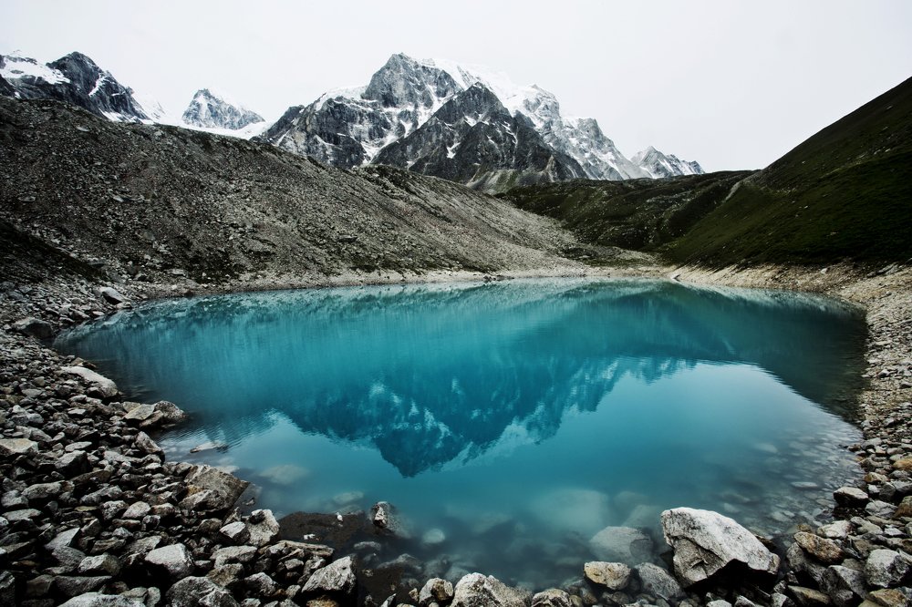 Mountains melts to lake