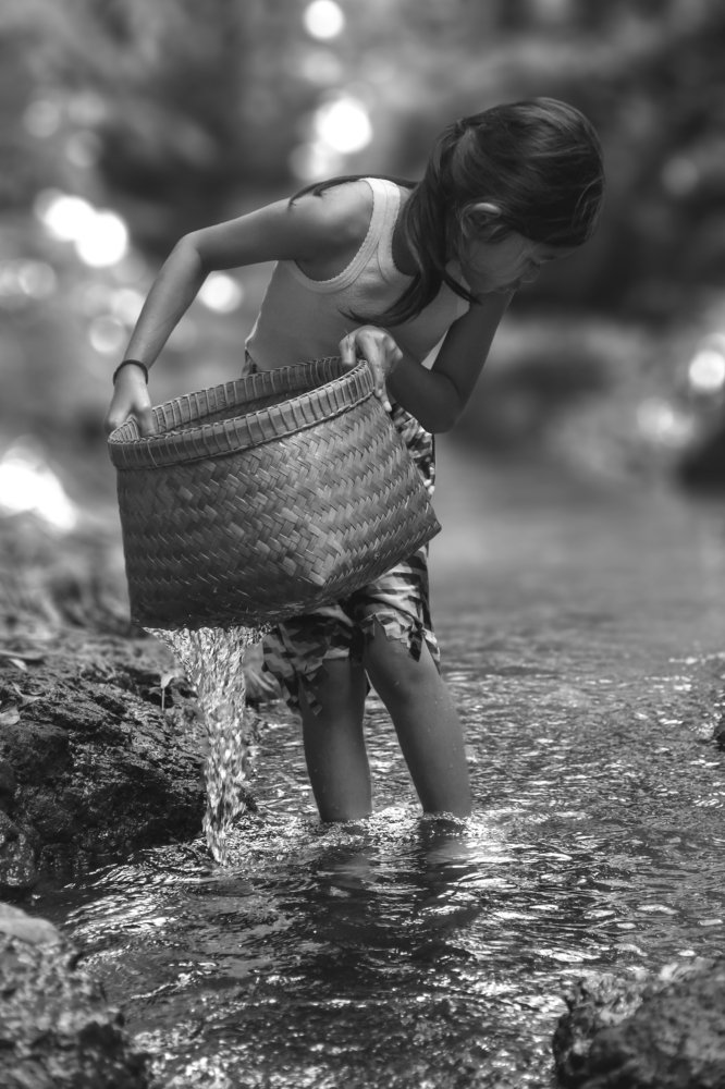 Little Girl with a Bamboo Basket