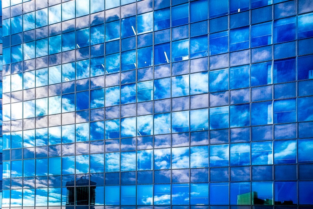 Reflections, sky with clouds