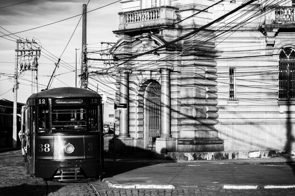 Tram, Old Building and Visual Pollution.