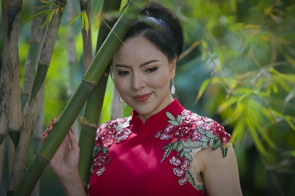 Chloe in bamboo grove