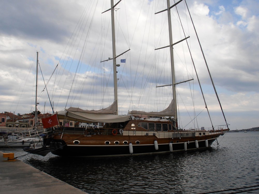 Sailing Ship At Port Of Mytilene,Greece