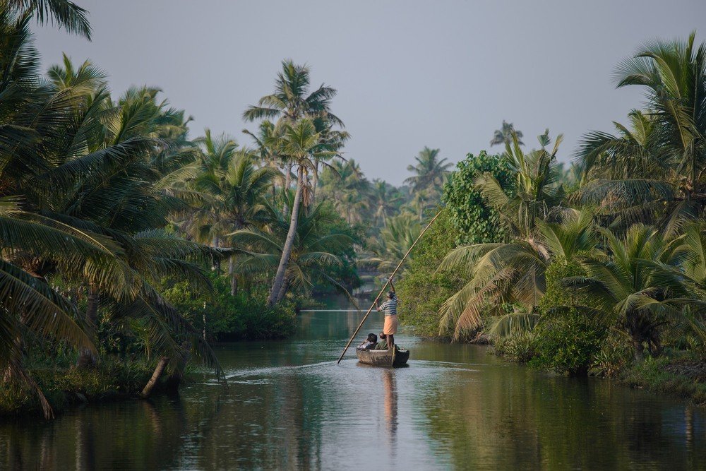 Backwaters of Kerala at sunset