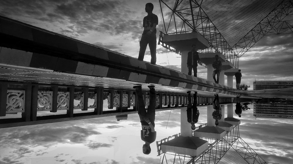 Black and white reflection.