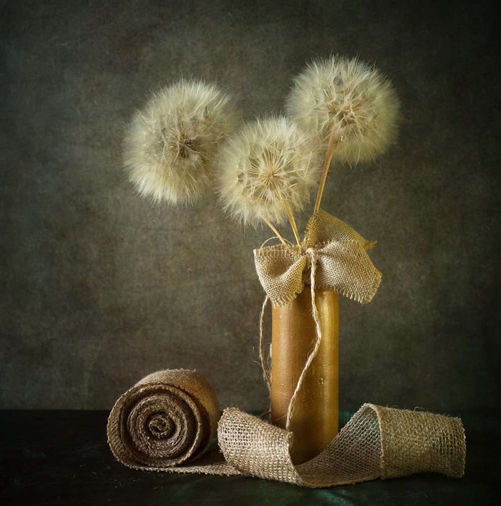 still life with dandelions