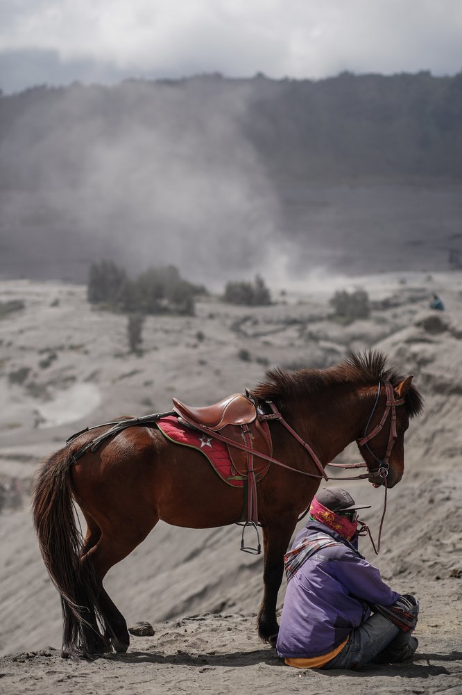 Horseman at Bromo Montain