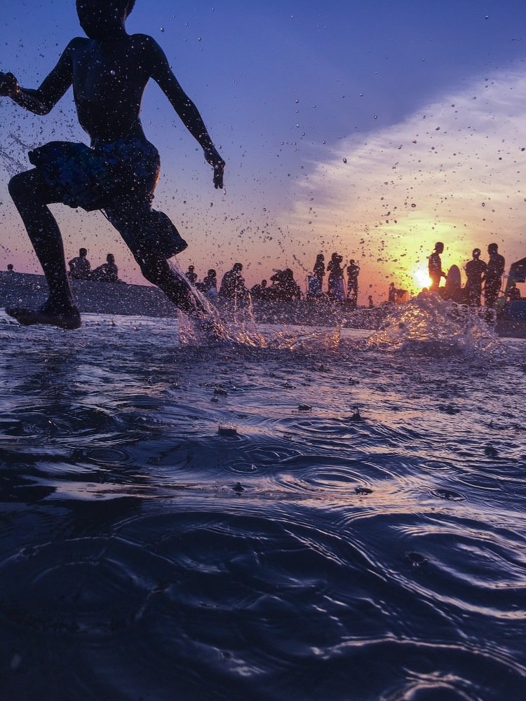 Running in the sea...