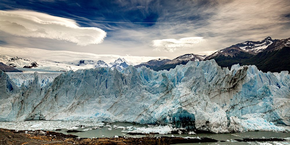 The glacier and the sky.