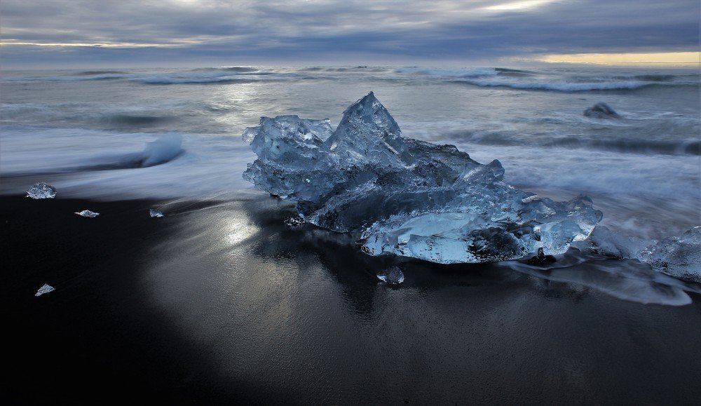 Blue ice in the moonlight