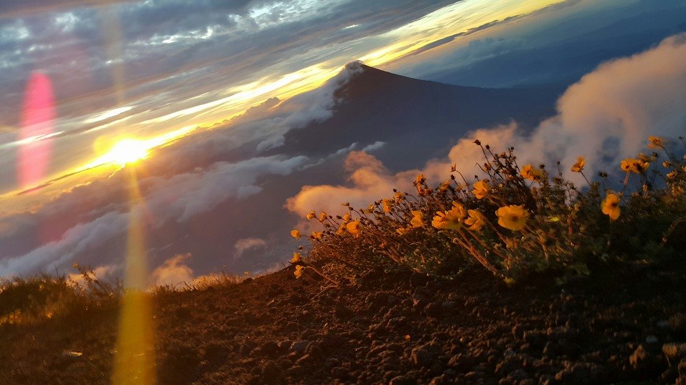 sunshine volcano Hunahpú on Guatemala