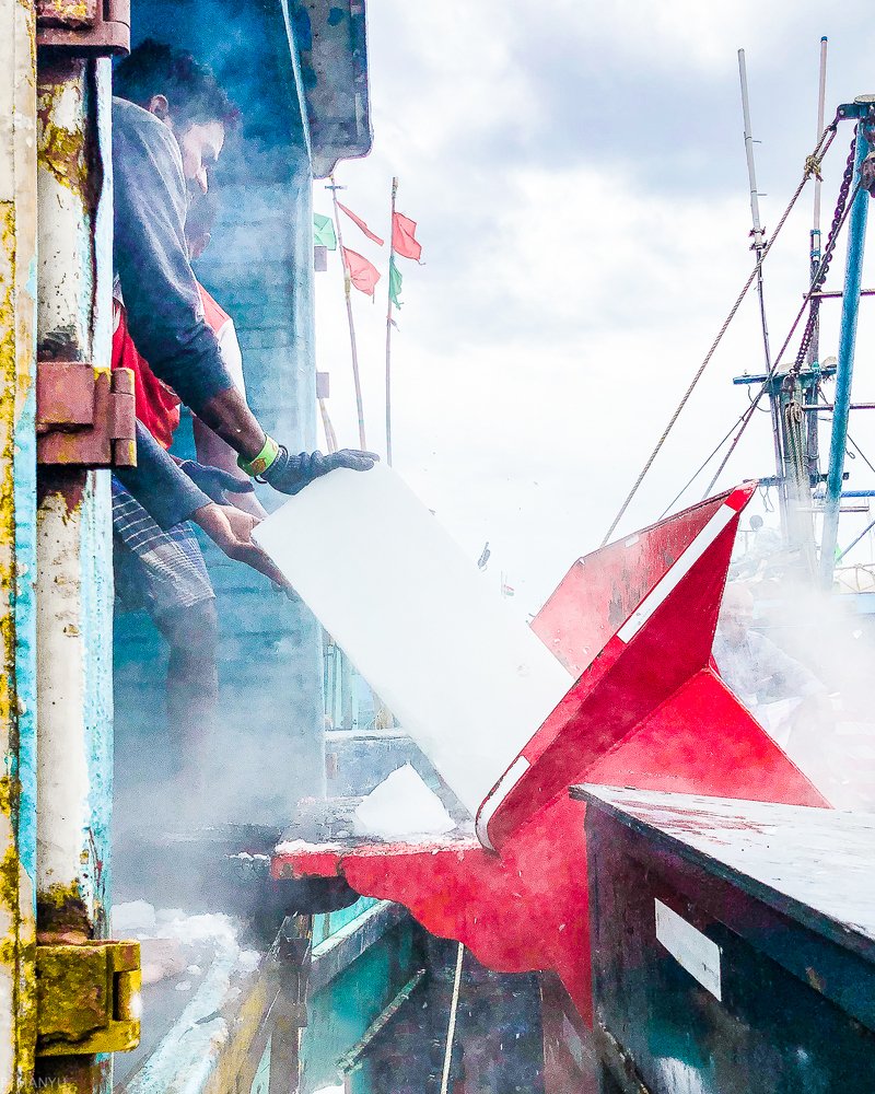 Ice crushing in process