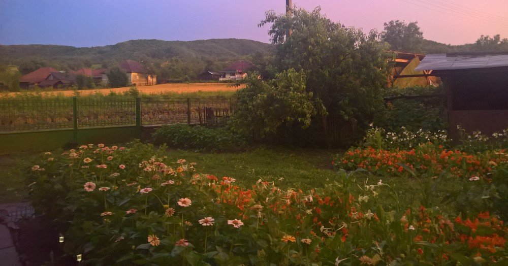 Yellow sunset after storm