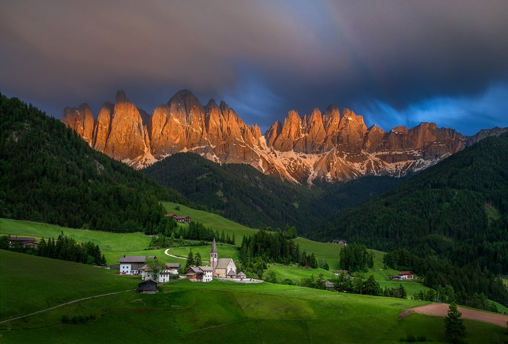 At sunset in the Dolomites